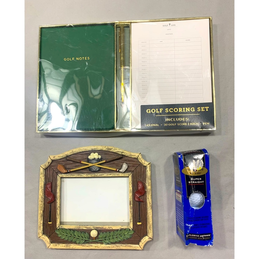 golf scoring  journal , 3-D golf photo picture frame & golf balls